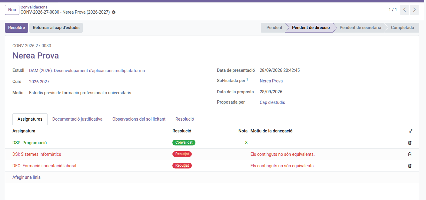 Proposta pendent de direcció