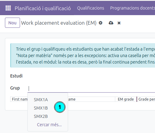 Triar el grup com a tutor/a